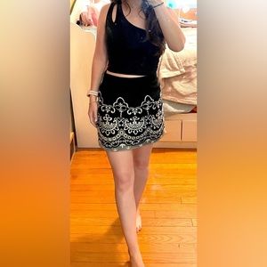 Forever 21 Black Embroidered Skirt